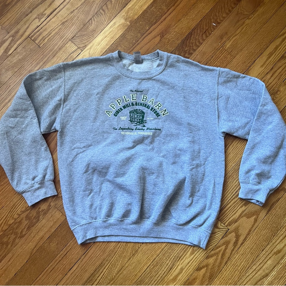 Gildan Gray Crewneck Sweatshirt with Green Logo